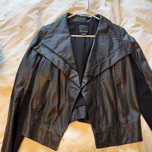 Women's Trouvé Black Leather Jacket, Medium